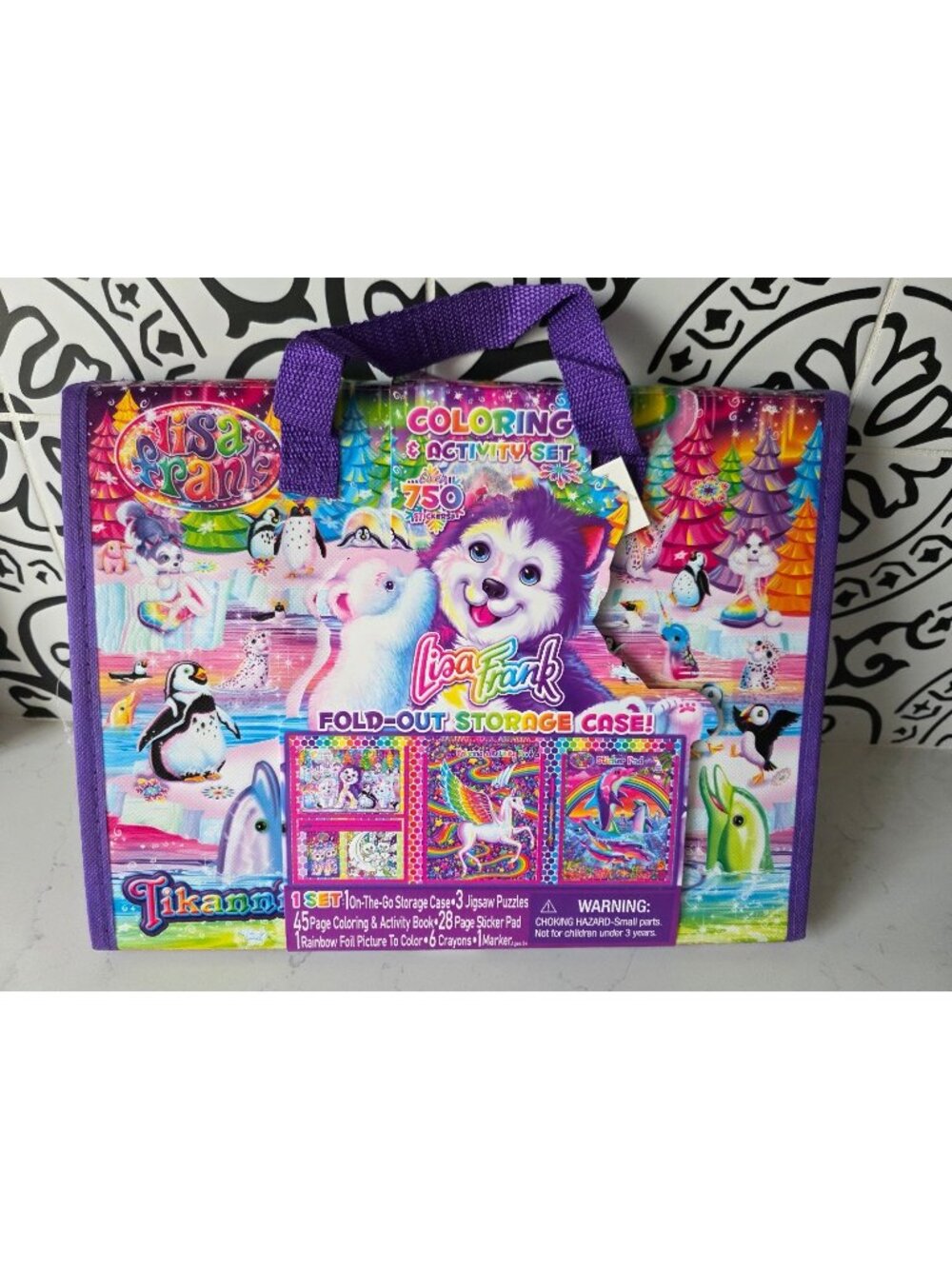 New Lisa Frank Coloring & Activity Set 750+ Stickers Fold-Out Storage Case